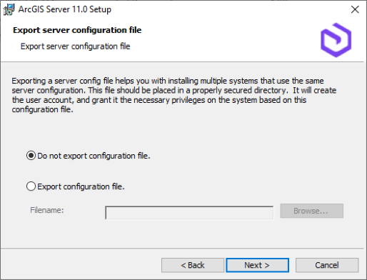 Export a server configuration file. Export a server configuration file.